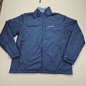Columbia Omni-Shield Full Zip Jacket Navy Blue XL Fleece Lined Water Resistant